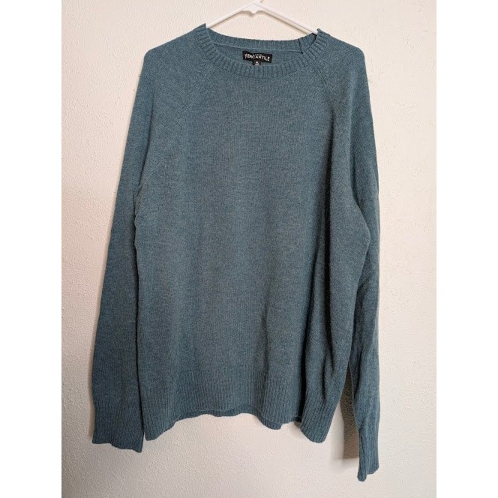 J Crew Mercantile Mens XL Crewneck Sweater Blue Knit Pullover Long Sleeve Wool
